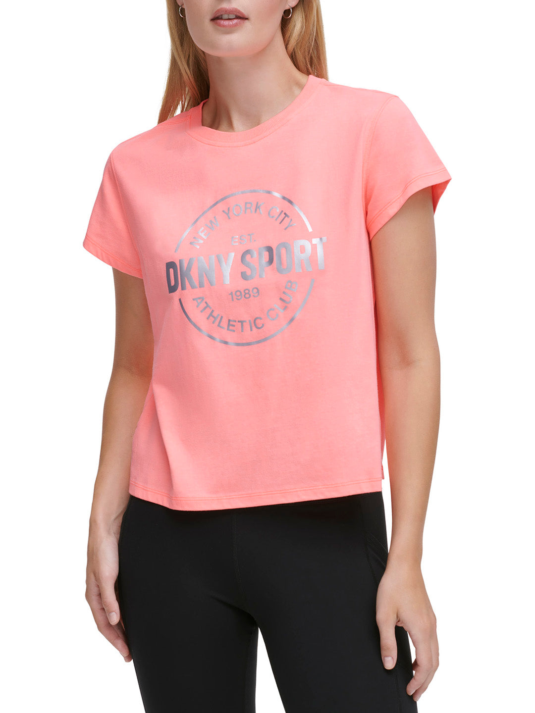 DKNY Women Pink Printed Round Neck Short Sleeves T-Shirt