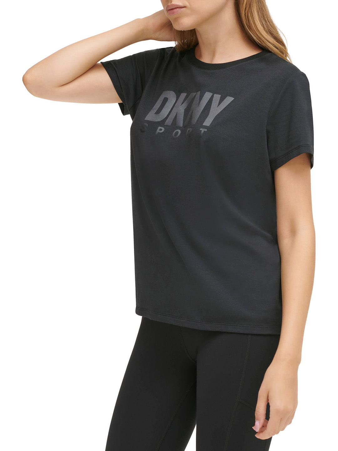 DKNY Women Black Printed Round Neck Short Sleeves T-Shirt