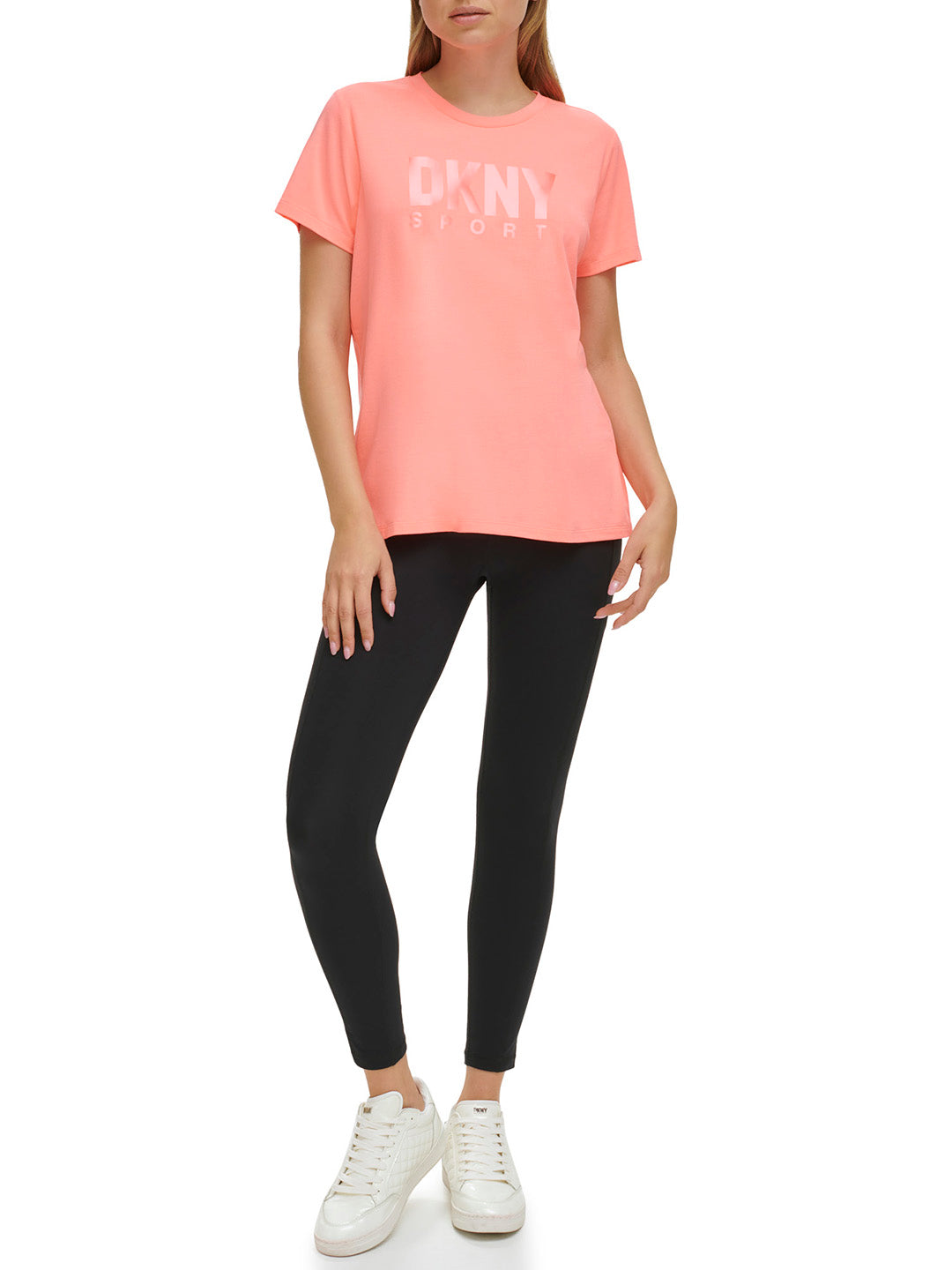 DKNY Women Pink Printed Round Neck Short Sleeves T-Shirt