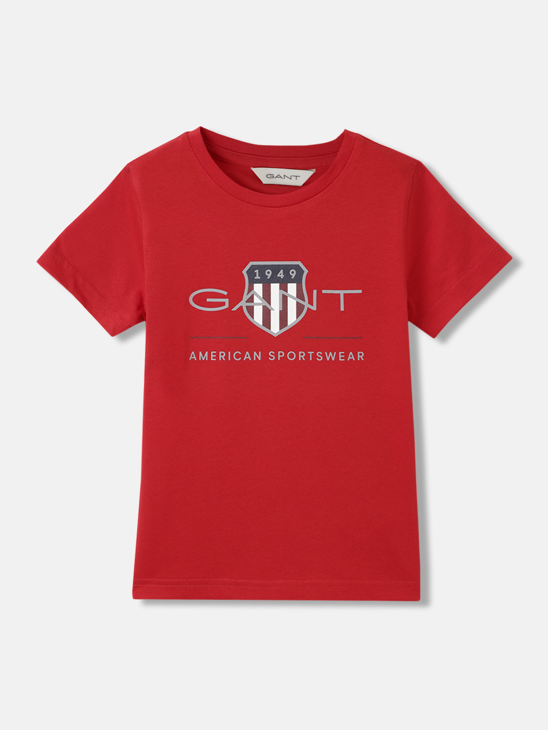 Gant Boys Red Solid Round Neck Short Sleeves T-Shirt