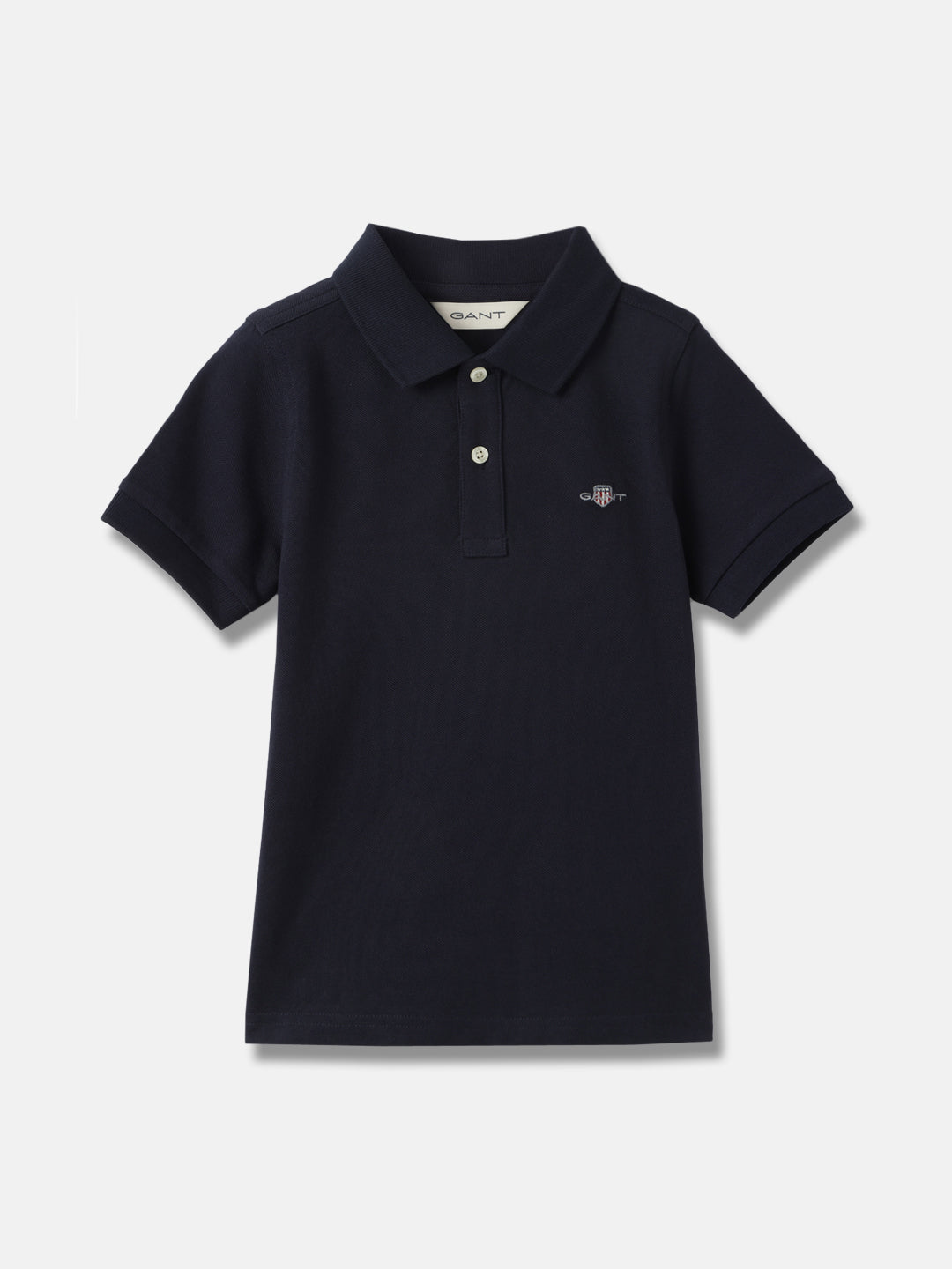 Gant Boys Blue Solid Polo Collar Short Sleeves T-Shirt