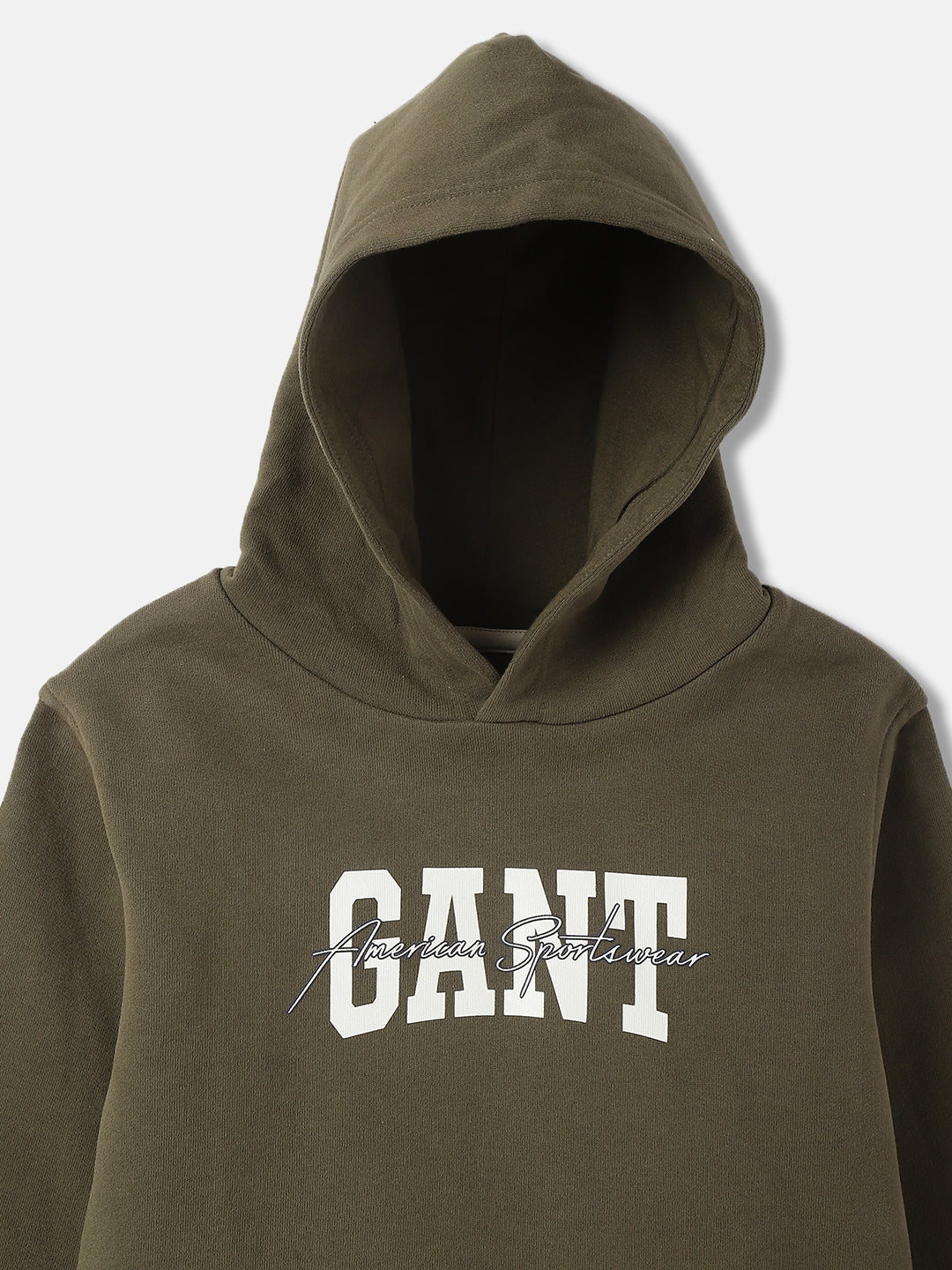 Gant Boys Green Printed Hooded Full Sleeves Pullover Style Sweatshirt