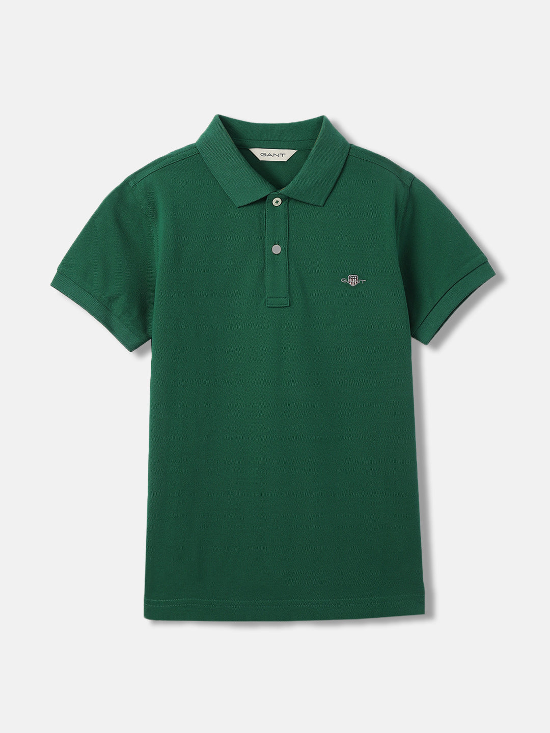 Gant Boys Green Solid Polo Collar Short Sleeves T-Shirt