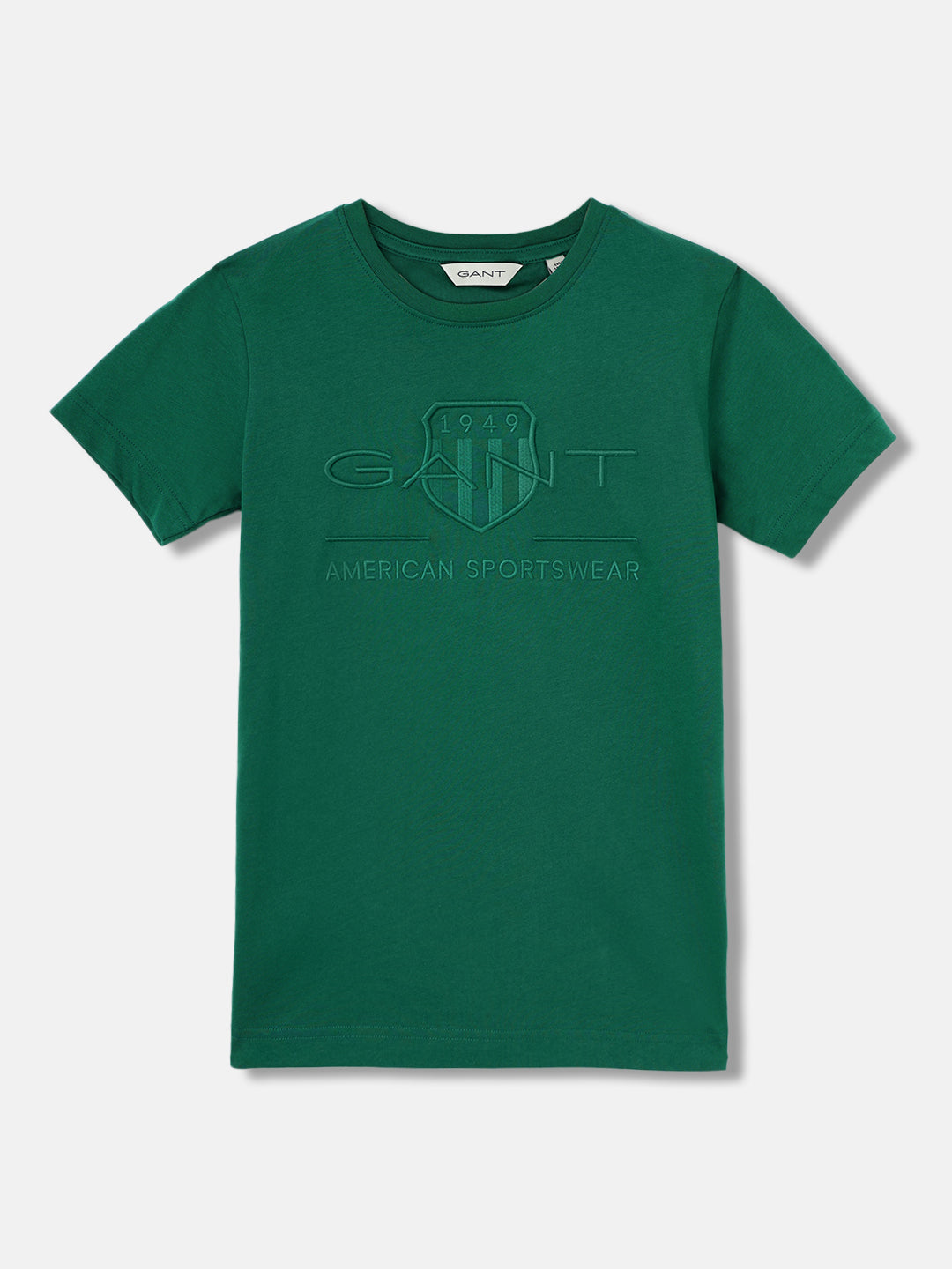 Gant Boys Green Embroidered Round Neck Short Sleeves T-Shirt