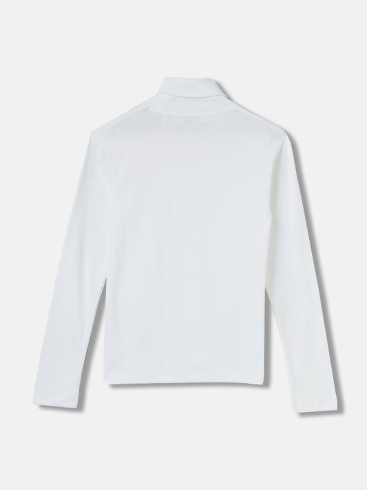 Gant Boys White Solid Turtle Neck Full Sleeves Sweatshirt