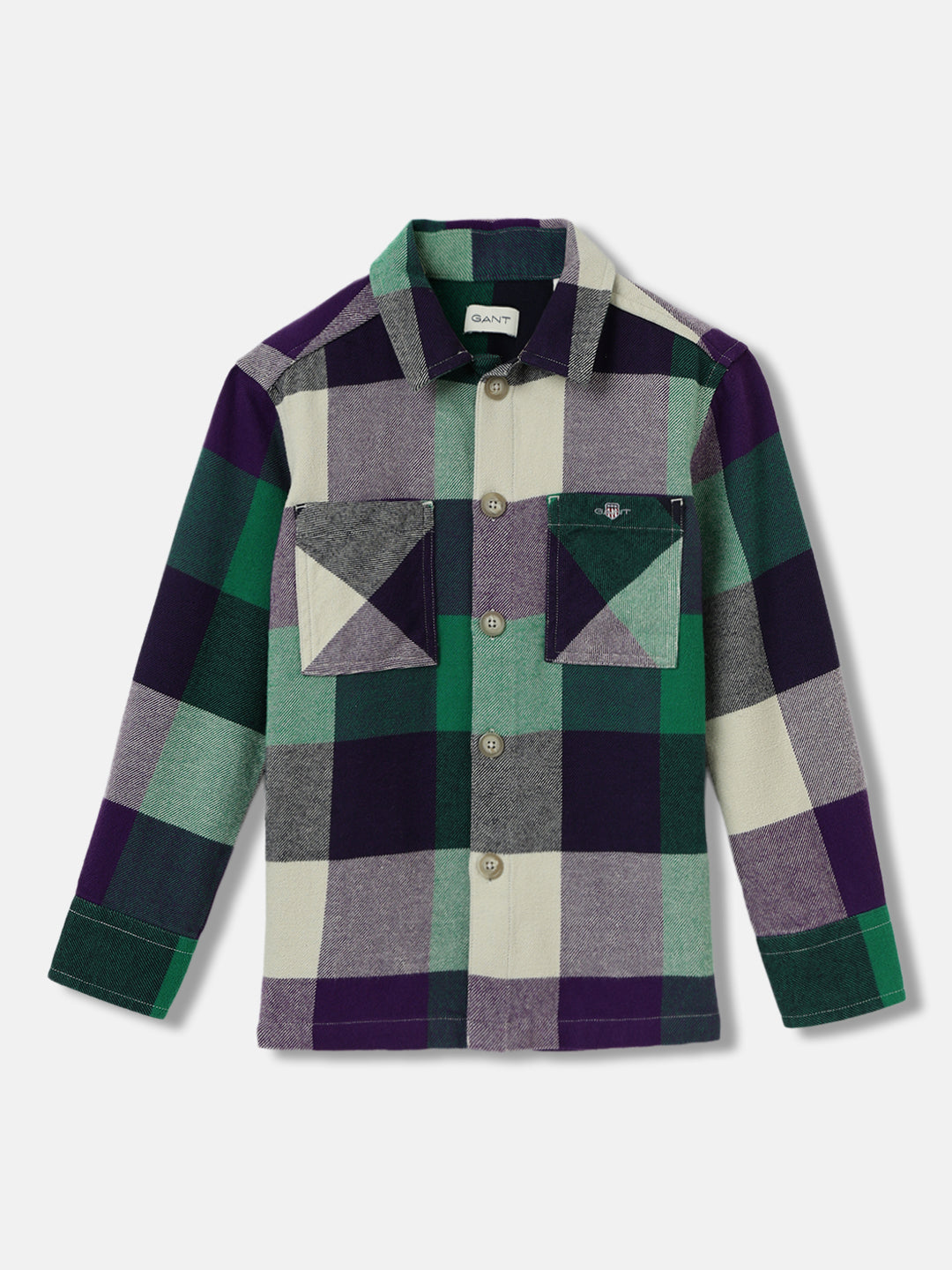 Gant Boys Multi Checked Spread Collar Full Sleeves Shirt