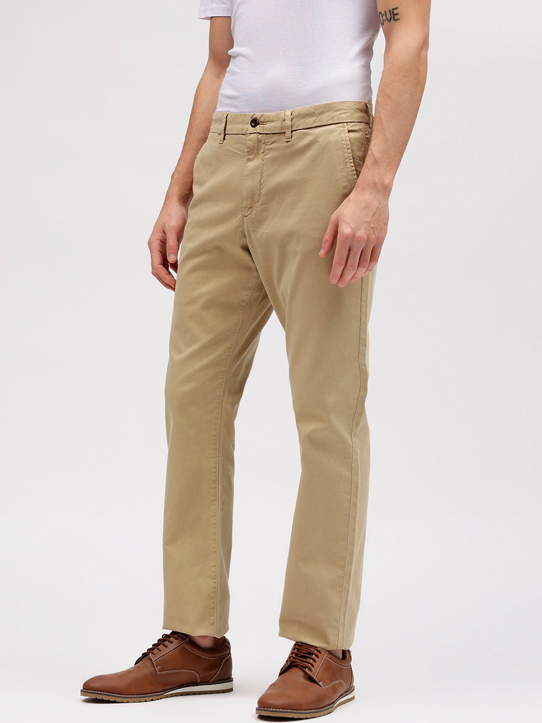 Gant Men Brown Solid Flat Front Slim Fit Mid-Rise Trouser