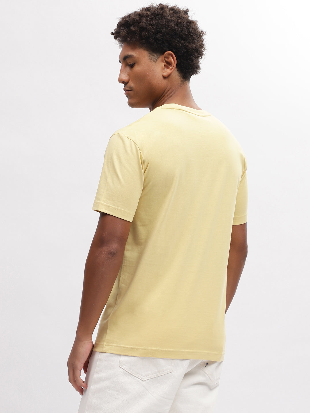 Gant Men Yellow Solid Round Neck Short Sleeves T-Shirt