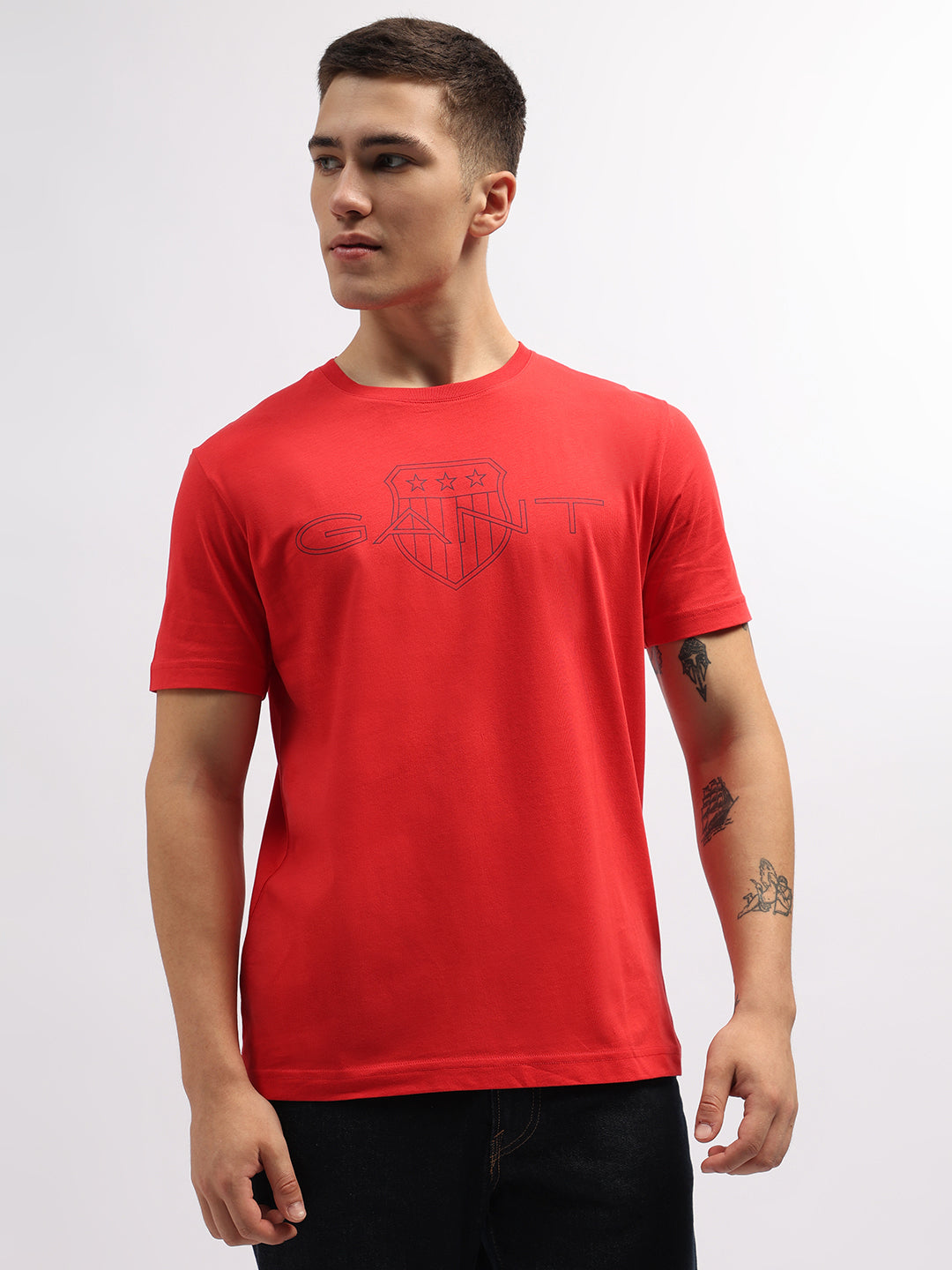 Gant Men Red Printed Round Neck Short Sleeves T-Shirt