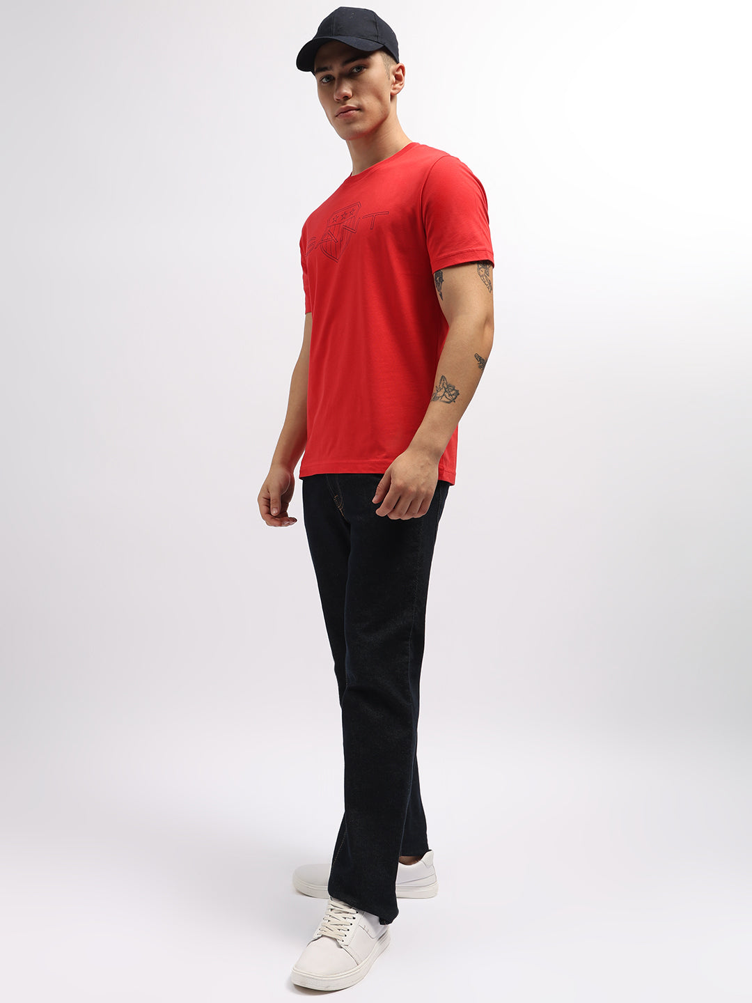 Gant Men Red Printed Round Neck Short Sleeves T-Shirt