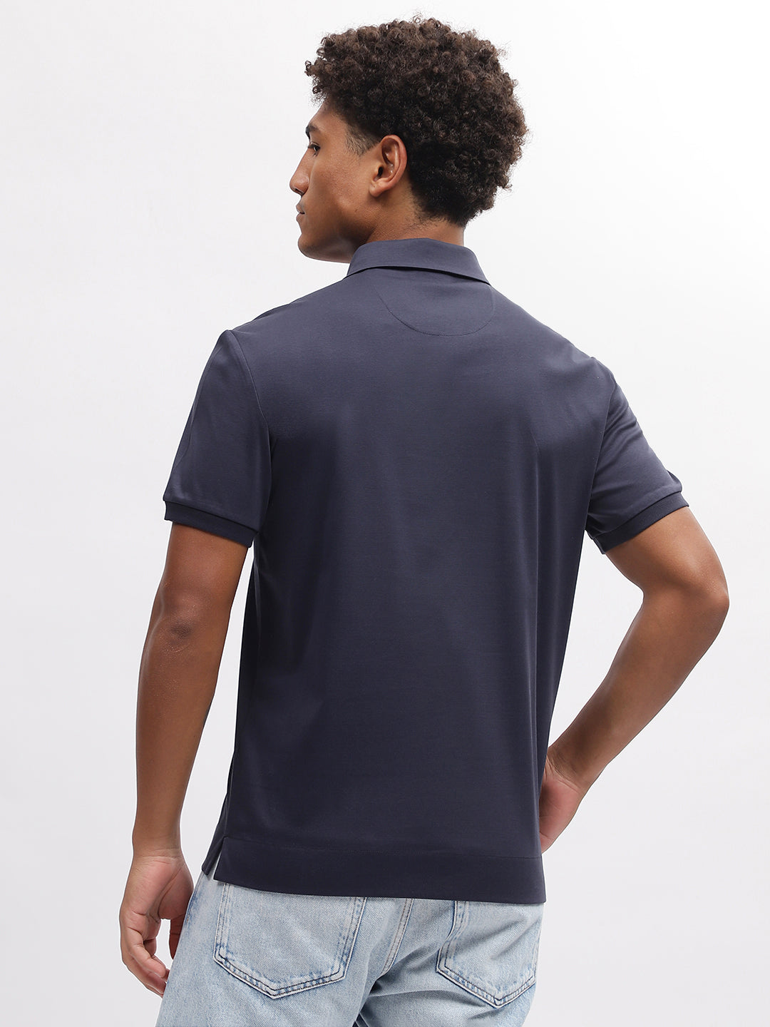 Gant Men Blue Solid Polo Collar Short Sleeves T-Shirt