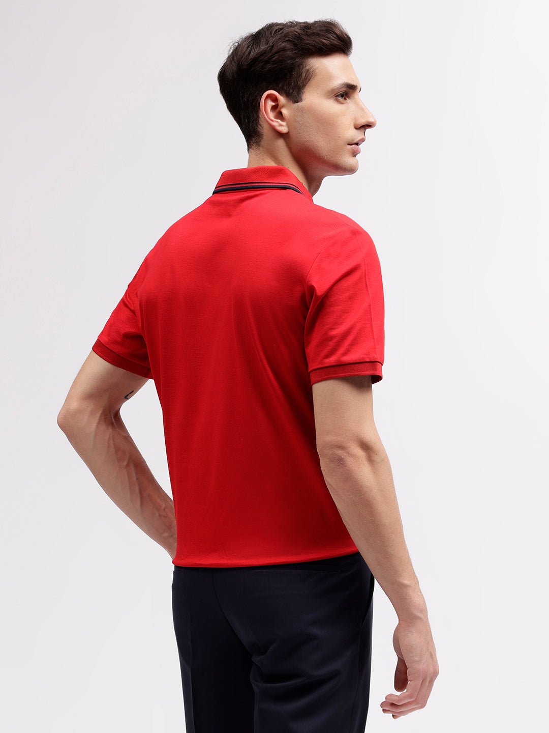 Gant Men Red Solid Polo Collar Short Sleeves T-shirt