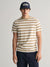 Gant Men Khaki Striped Round Neck Short Sleeves T-Shirt