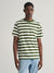 Gant Men Green Striped Round Neck Short Sleeves T-Shirt