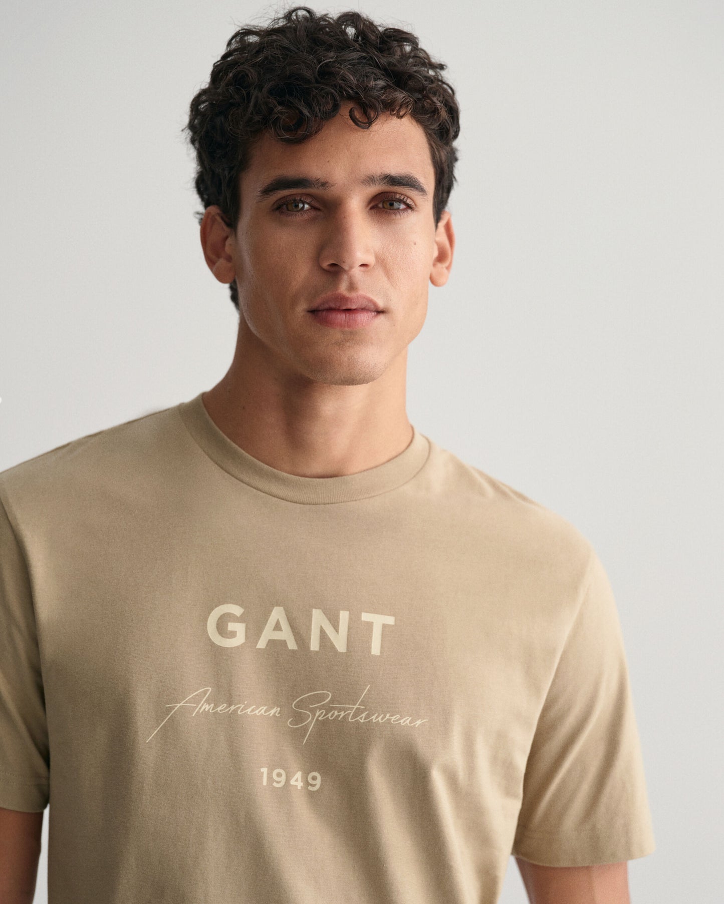 Gant Men Khaki Printed Round Neck Short Sleeves T-shirt