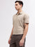 Gant Men Beige Solid Polo Collar Short Sleeves T-shirt