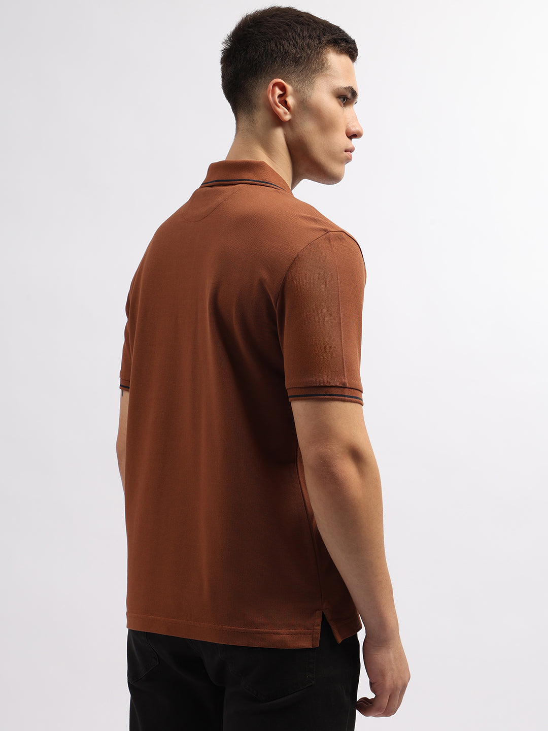 Gant Men Brown Solid Polo Collar Short Sleeves T-Shirt