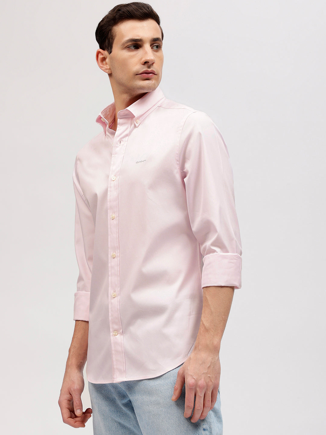 Gant Men Pink Solid Button-down Collar Full Sleeves Shirt