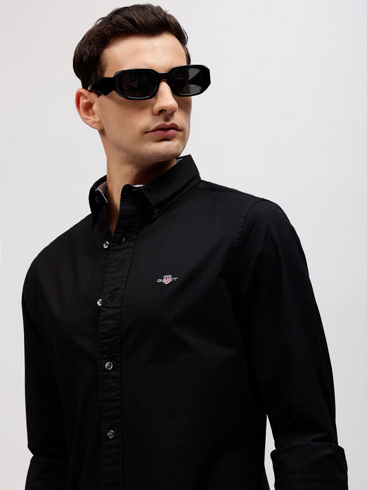 Gant Men Black Solid Button-down Collar Full Sleeves Shirt