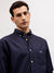 Gant Men Navy Blue Solid Button-down Collar Full Sleeves Shirt