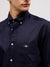 Gant Men Navy Blue Solid Button-down Collar Full Sleeves Shirt