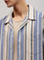 Gant Men Blue Striped Resort Collar Short Sleeves Shirt