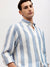 Gant Men Blue Striped Button-down Collar Full Sleeves Shirt