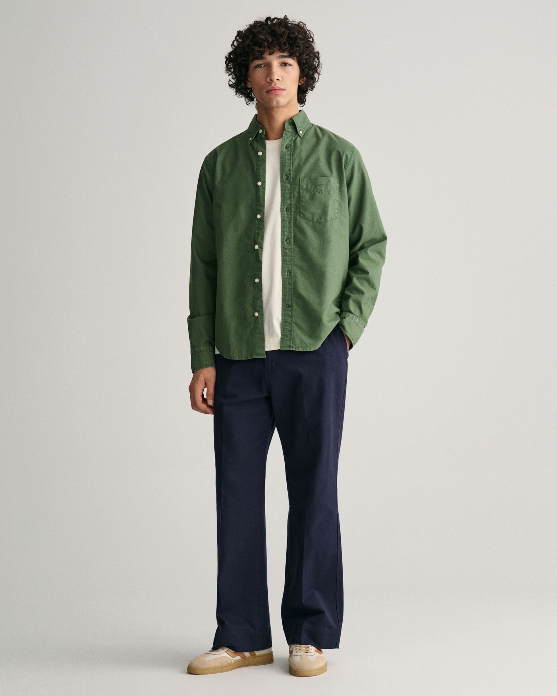 Gant Men Green Solid Button Down Full Sleeves Shirt