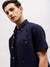 Gant Men Blue Solid Button-down Collar Short Sleeves Shirt