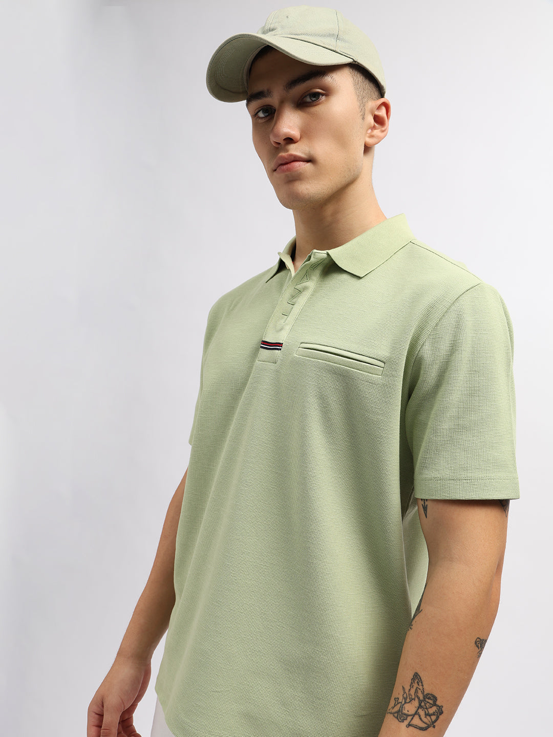 Gant Men Green Solid Polo Collar Short Sleeves T-Shirt