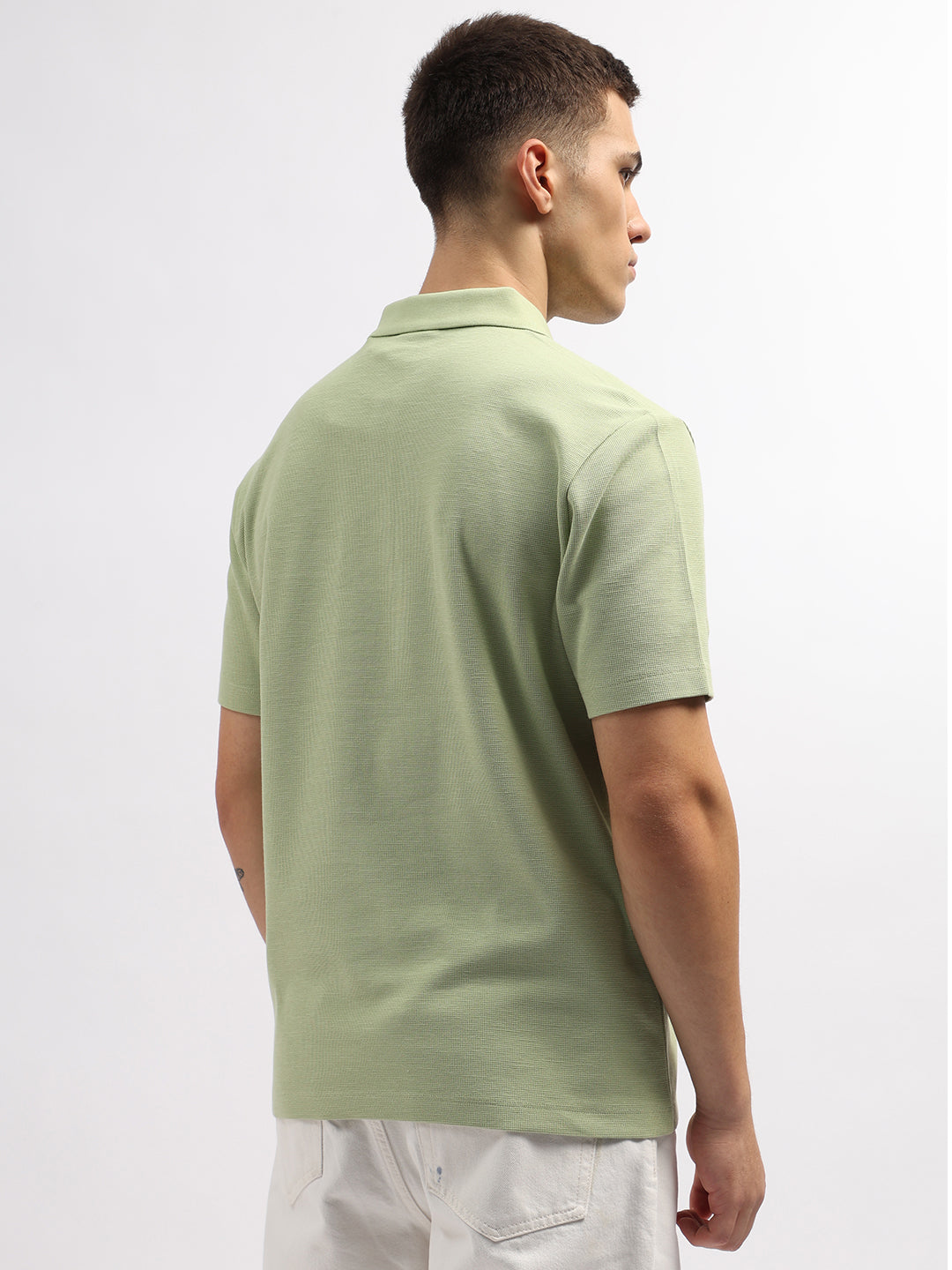 Gant Men Green Solid Polo Collar Short Sleeves T-Shirt