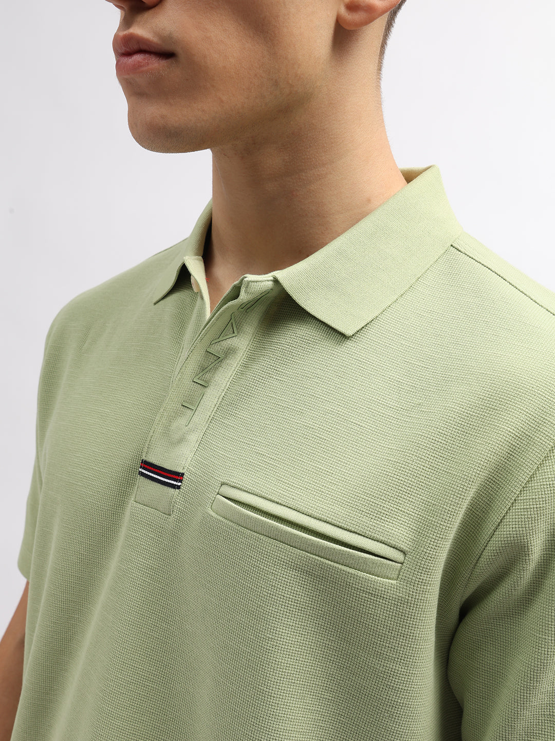 Gant Men Green Solid Polo Collar Short Sleeves T-Shirt