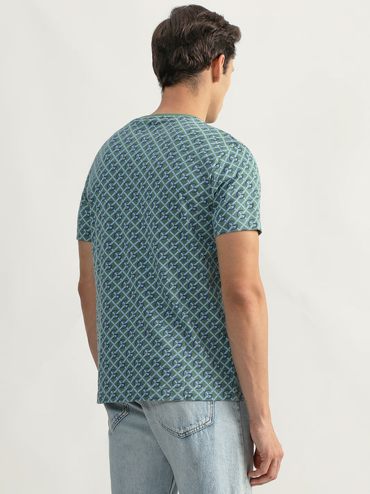 Gant Men Green Printed Round Neck Short Sleeves T-Shirt