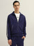 Gant Men Navy Blue Embroidered Spread Collar Full Sleeves Front-Open Sweatshirt