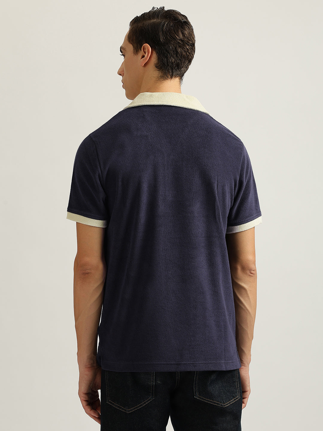 Gant Men Navy Blue Solid Collared Short Sleeves Polo T-Shirt