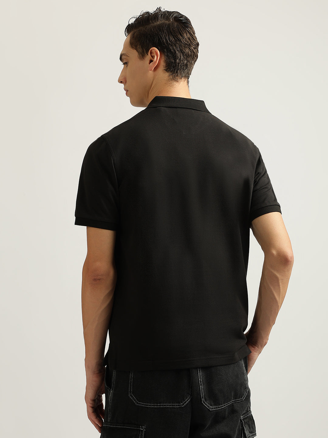 Gant Men Black Embroidered Collared Short Sleeves Polo T-Shirt