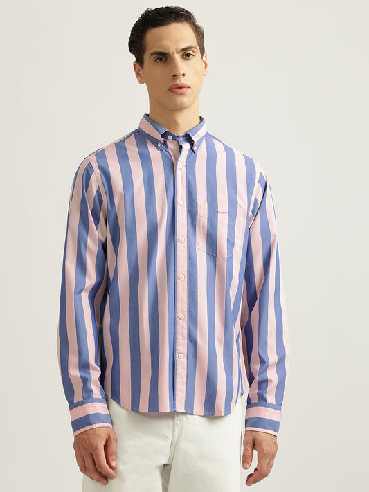 Gant Men Pink Striped Buttoned Down Collar Full Sleeves Shirt