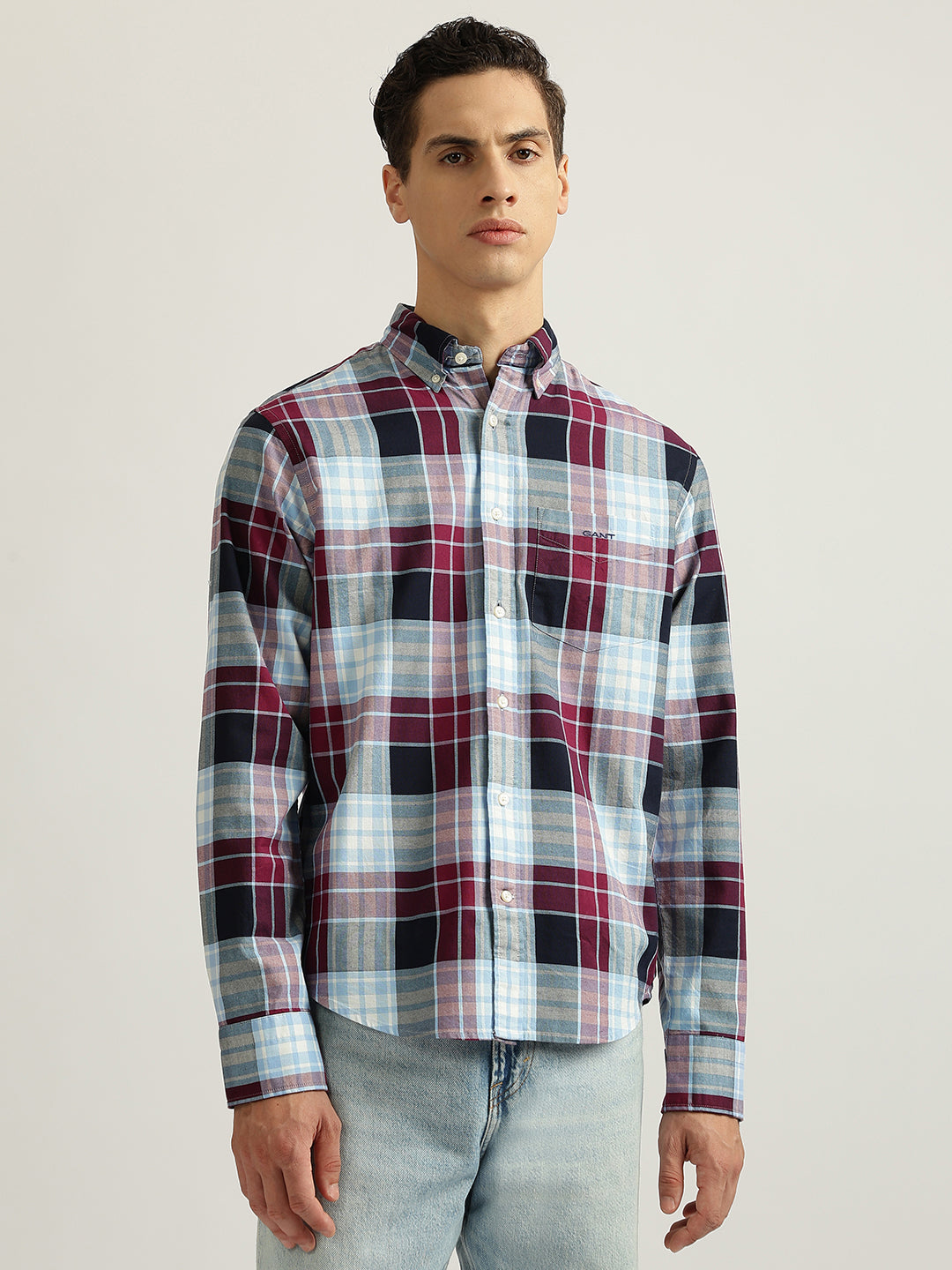 Gant Men Multicolor Checked Buttoned Down Collar Full Sleeves Shirt