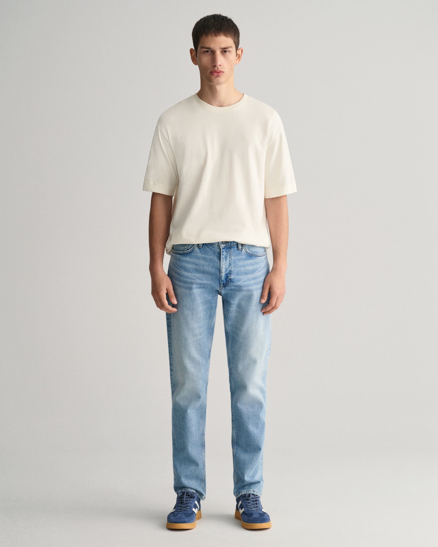 Gant Men Blue Washed Mid-Rise Slim Fit Jeans