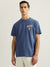 Gant Men Blue Solid Round Neck Short Sleeves T-Shirt