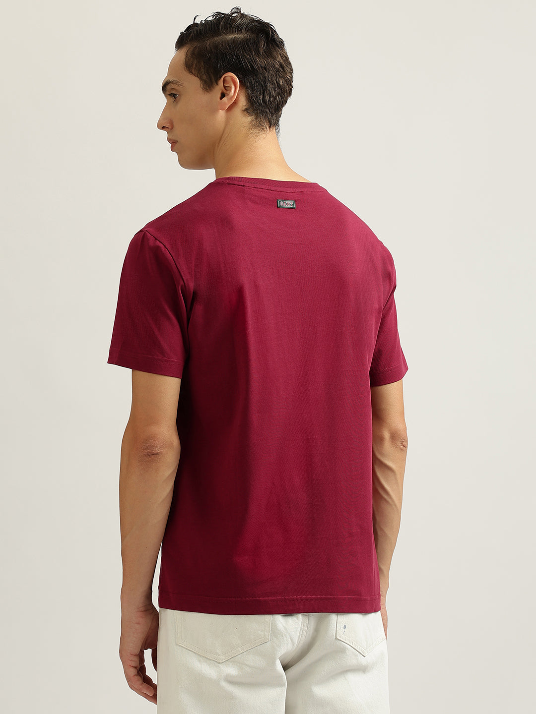 Gant Men Brick Red Solid Round Neck Short Sleeves T-Shirt