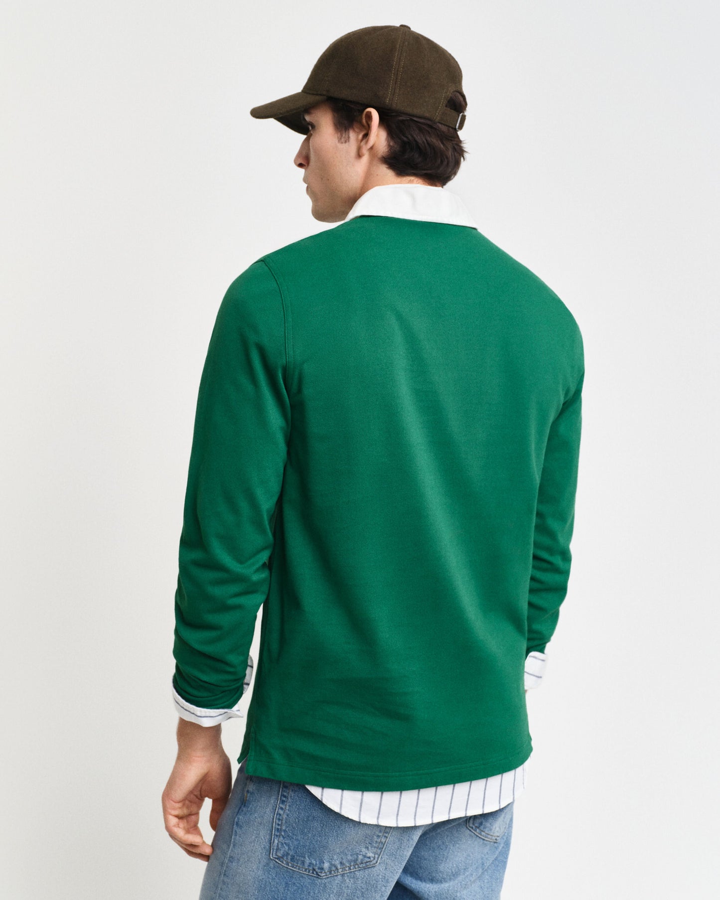 Gant Men Green Solid Polo Collar Full Sleeves T-Shirt