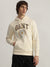 Gant Men Cream Printed Hooded Full Sleeves Pullover Style Sweatshirt