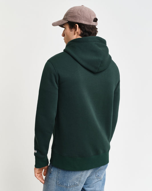 Gant Men Green Printed Hooded Full Sleeves Pullover Style Sweatshirt