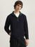 Gant Men Blue Solid Collared Full Sleeves Pullover