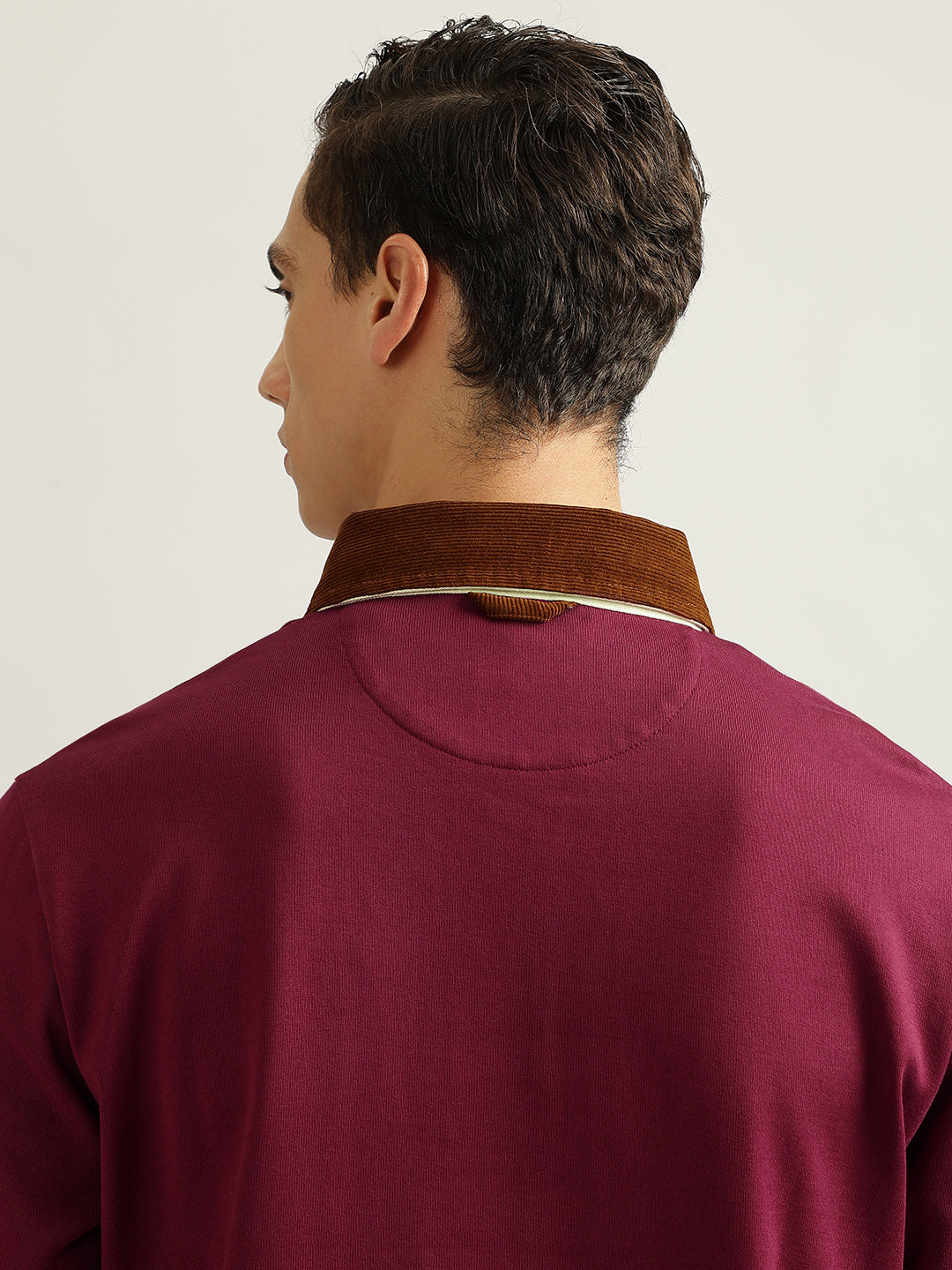 Gant Men Maroon Solid Collared Full Sleeves Polo T-Shirt