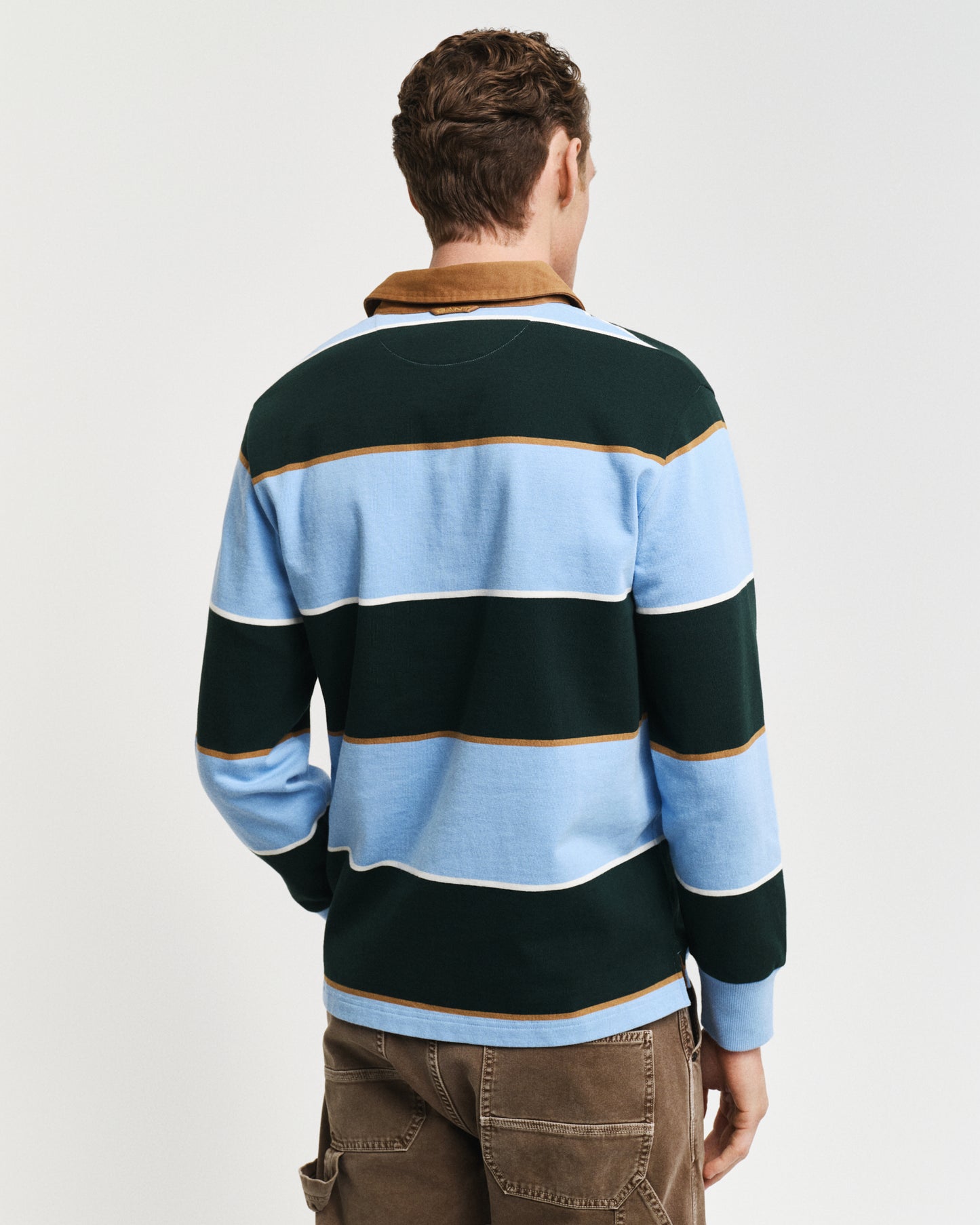 Gant Men Blue Striped Polo Neck Full Sleeves T-Shirt