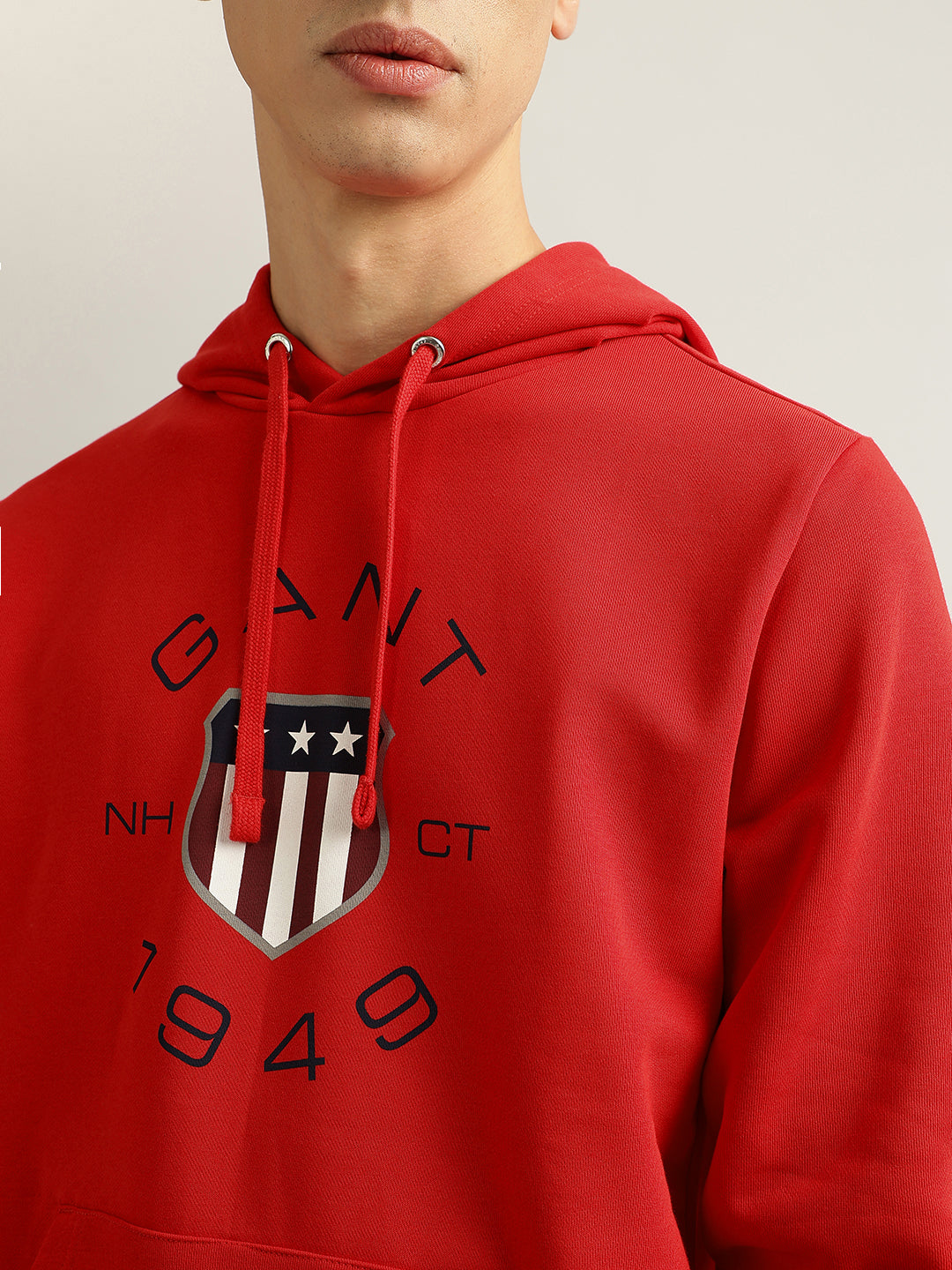 Gant Men Red Printed Round Neck Full Sleeves Pullover Sweatshirt