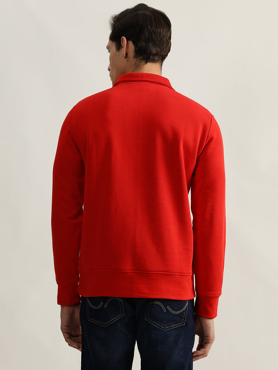 Gant Men Red Solid Collared Full Sleeves Pullover Style Sweatshirt