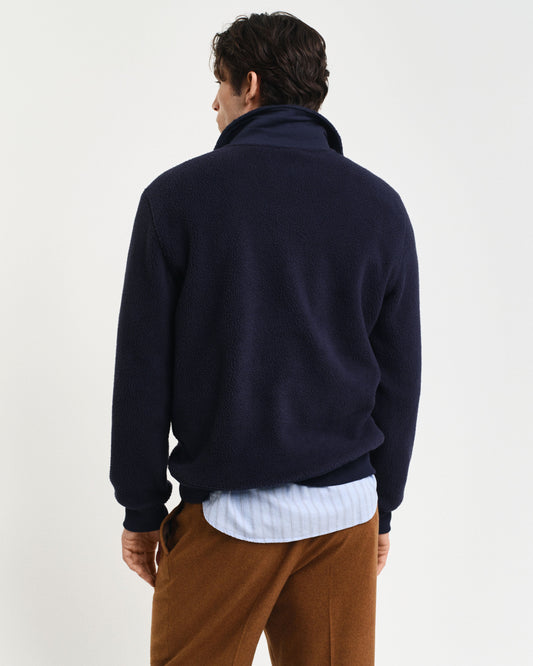 Gant Men Blue Solid Spread Collar Full Sleeves Pullover Style Sweatshirt